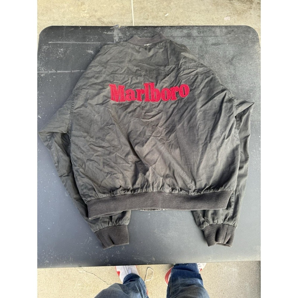 Vintage Marlboro Bomber Jacket Black Red Tobacco Promo Jacket USA XL